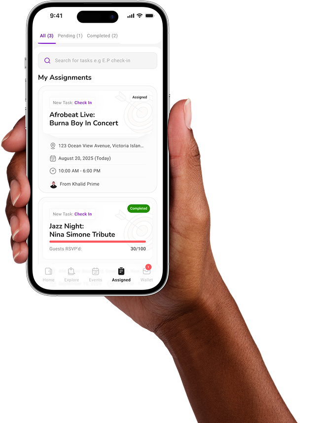 Person viewing and managing event guest list in SecVite mobile app showing organized attendee information