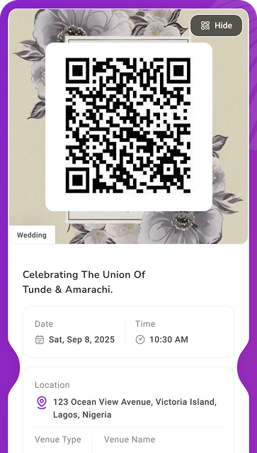 SecVite Invitation card design — event planning tool demonstration